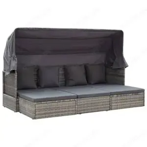 Sonnenliege Gartenbett aus Poly Rattan mit Kissen (Verschiedene Farben) Bild 7