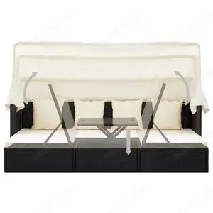 Sonnenliege Gartenbett aus Poly Rattan mit Kissen (Verschiedene Farben) Bild 5