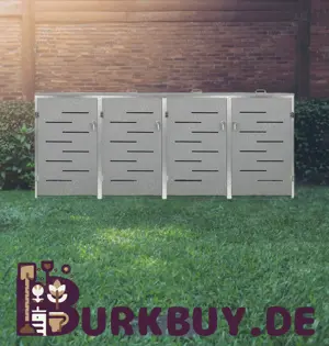 Mülltonnenverkleidung   Mülltonnenbox für vier Tonnen aus Edelstahl (Verschiedene Farben)