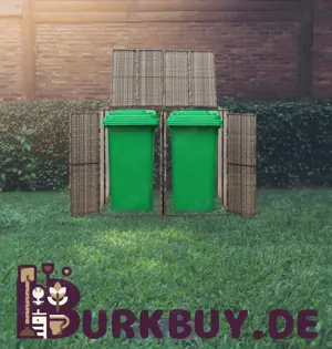 Mülltonnenverkleidung   Mülltonnenbox aus Poly Rattan für zwei Tonnen (Verschiedene Farben)