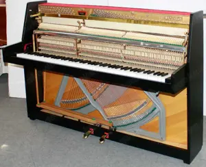 Klavier Hupfeld 108, Eiche schwarz satiniert, Baujahr 1979, 5 Jahre Garantie Bild 6