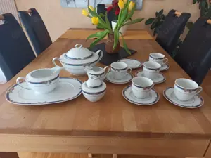 HW design Winterling Porzellan Kaffee Tafelservice Geschirr weiß blau Blume