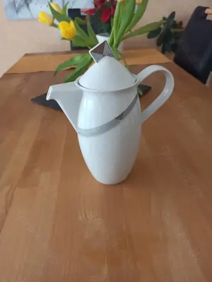 Rosenthal Kaffeekanne Teekanne weiß Geometrie 26 cm hoch original vollständig intakt