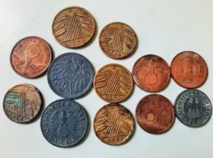 11 Münzen Deutsches Reich 1, 2, 5, 10 Pfennig Reichspfennig 1922 1925 1930 1940