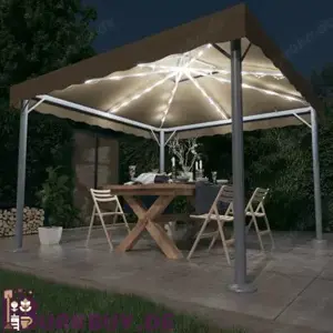 Gartenzelt   Partyzelt   Pavillon mit LED-Lichterkette 3x3m (Verschiedene Farben)