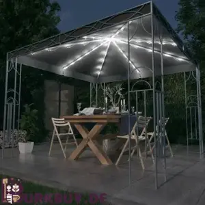 Gartenzelt   Partyzelt   Pavillon mit LED-Lichterkette 3x3m (Verschiedene Farben)