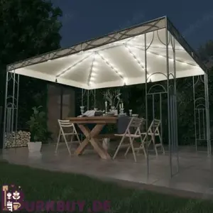 Gartenzelt   Partyzelt   Pavillon mit LED-Lichterkette 4x3m (Verschiedene Farben)