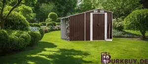 Gerätehaus mit Holzablage aus verzinktem Stahl 277x192,5x179cm (Verschiedene Farben)