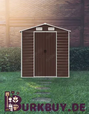 Geräteschuppen Braun aus verzinktem Stahl 1,3-9,8m Länge (11Größen)