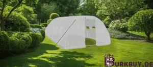 Gewächshaus Weiß aus PE & verzinkten Stahl 2-24m (12Größen)