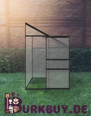 Anlehn-Gewächshaus Anthrazit aus Aluminium & Polycarbonat (6Größen)