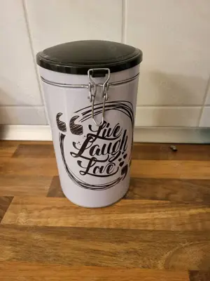 Kaffeedose aus Metall, wie NEU Live - Laugh - Love weiß