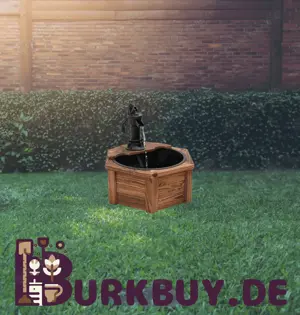 Gartenbrunnen mit Pumpe aus massiven Tannenholz
