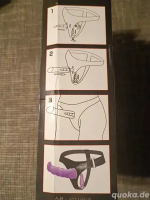 Double Strap On Purple, Doppelter Umschnalldildo mit Außen- und Innendildo, neu Bild 3