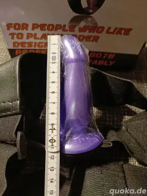 Double Strap On Purple, Doppelter Umschnalldildo mit Außen- und Innendildo, neu Bild 5