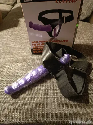 Double Strap On Purple, Doppelter Umschnalldildo mit Außen- und Innendildo, neu Bild 2