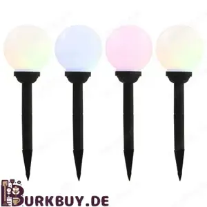 Außen-Solarlampen 4 8 Stk. LED Kugel 15cm RGB