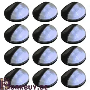 12 24 Stk. Outdoor Solar-Wandleuchten LED Rund Schwarz