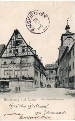 (0122) AK Rothenburg Tauber gel. nach Emskirchen 1903