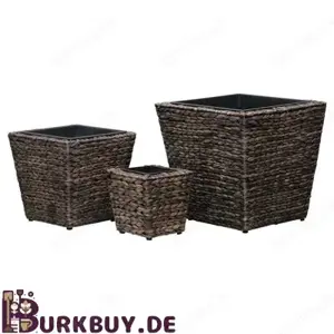 3-tlg. Blumenkübel-Set aus Wasserhyazinthe mit herausnehmbaren Töpfen (3Farben)