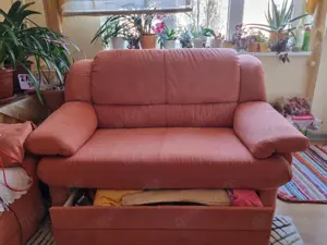 Sofa Couch mit Bettfunktion Microfaser Wohnlandschaft