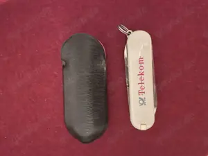 Kleines Werbe Taschenmesser Telekom mit Hülle, 5 Funktionen 
