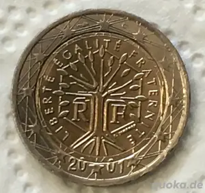 2   Frankreich Münzen 2001 Fehlprägung 