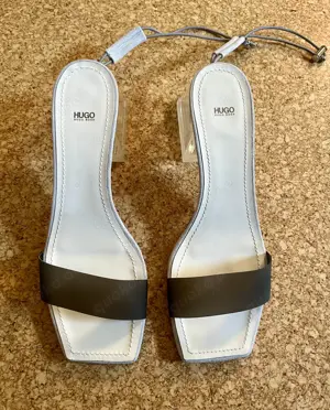 Original HUGO BOSS Damen Sandale "Berlin Sandal 55-FS", Open White, Gr. 39 EU, 6 UK, 9 US, neu