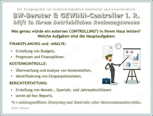 Berat. BETRIEBSWIRT i. R. bietet 'MU|GU' Untern. qualifiz., betriebsw. | kaufm. LEISTUNGEN & HILFEN.