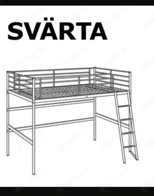 Ikea Bett SVÄRTA 90 200 mit Schreibtischplatte