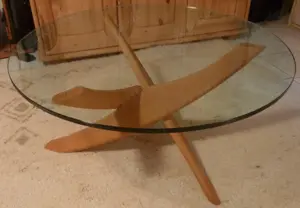 Glastisch - rund - Wohnzimmer - Skan-Möbel - Buchenholz (voll)