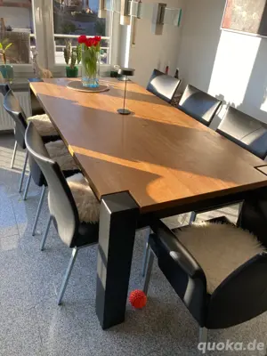 Esstisch mit Anstelltisch Eiche massiv geölt