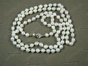 Akoya-Perlen-Kette barock100 cm 585 Gold-Verschluss mit Diamanten