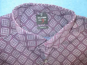 NEU 70er Jahre Style Ornamente Langarm Hemd OLYMP LEVEL 5 FIVE body fit Gr.39-40 M aubergine flieder
