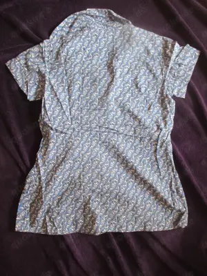 NEU m.E.Flower Power Blumen Blümchen Puffärmel Kurzarm Bluse ESPRIT Gr.34-36  XS-S jeans- rauch blau Bild 4