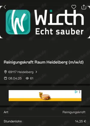 Reinigungskraft dringend Gesucht