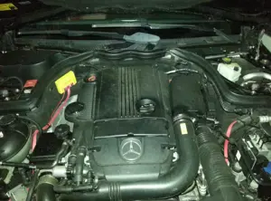 Schwarzes Mercedes-Benz Cabrio mit rotem Verdeck Bild 6
