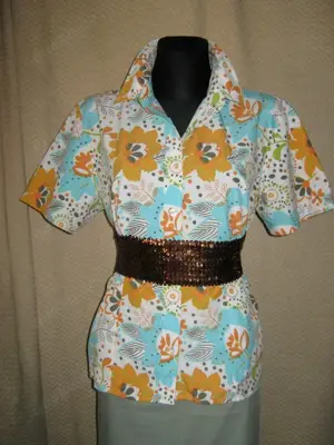 NEU Retro Blumen Blüten Hemd Bluse VITTORIO ROSSI 40-42 M bunt