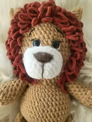  Amigurumi Häkeltiere Löwe Chenillewolle ca.33cm Handarbeit Kuscheltiere Deko 