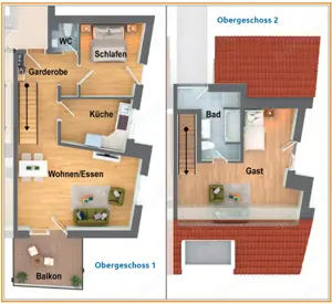 3-Zi.-Maisonette-Wohnung (96 m ) mit Balkon, Tageslichtbad, 2 WC & Keller in 73117 Wangen bei Göpp