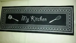 Küchenläufer Boden Teppich Schwarz Weiß 43x120cm Rutschfest NEU!