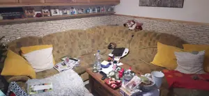 StoffCouch mit 2 Ottomanen
