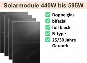 Solarmodule 595W bifazial    540W    500W    440W bifazial