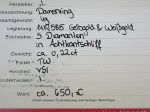 kleiner Diamant-Ring Größe 15,6 - 49 0,22 Carat TW-vsi 585 Gold Bild 7