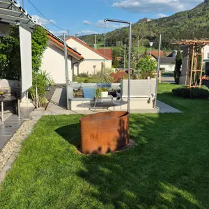 Holz, Kohle, Grill, Corten, Schwenkbar, Oval, mode
