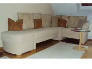Polstergruppe Sofa Couch Ancona beige   caramel