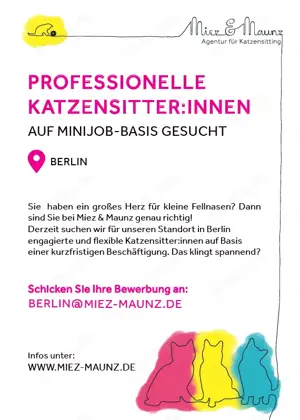 Liebevolle & zuverlässige Katzensitter:innen gesucht!