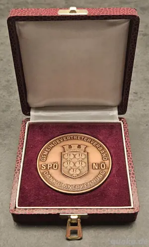 GEDENKMEDAILLE SPÖ Niederösterreich "Dank u. Anerkennung Gemeindevertreterverband" in Schmuckschatul