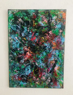 Acrylgemälde Abstrakt auf Leinwand 50x70 Unikat Org. VHS