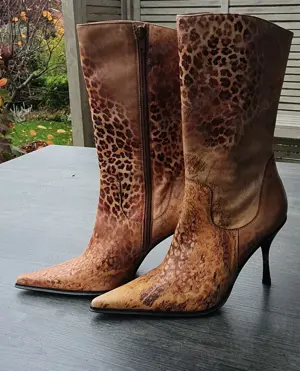 Ital.Stiletto High Heel Stiefel Monna Lisa spitz Leder Braun elegant u.leicht Stiefel Gr.37 neuwer.